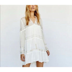 FREE PEOPLE Size S Solstice White Sequined Mini Dress